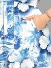 Robe mi-longue fendue hawaïenne à imprimé de cocotiers et d'hibiscus grande taille - Bleu clair 2X