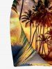 Paréo de plage convertible grande taille à motif de cocotiers, vagues et soleil, style hawaïen - Jaune L