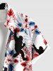 Chemise hawaïenne grande taille pour homme, à fleurs tropicales, drapeau américain, imprimé gorille, boutons et poche. Motif patriotique. Modèles américains. - Blanc S