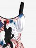 Plus Size Flowers Tropical Leaf Patriotic American Flag Gorilla Print Hawaii Tank Dress -  
