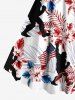 Plus Size Flowers Tropical Leaf Patriotic American Flag Gorilla Print Hawaii Tank Dress -  