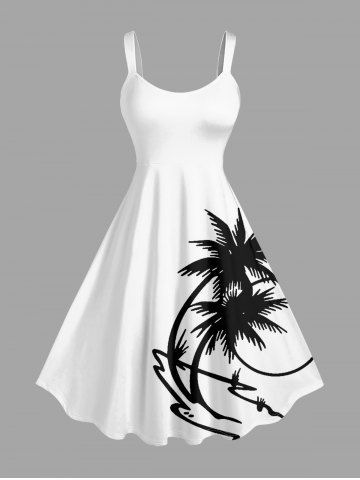 Robe débardeur hawaïenne à imprimé cocotier grande taille - WHITE - 2X