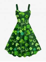 Robe débardeur imprimée trèfles grande taille pour la Saint-Patrick - Vert M