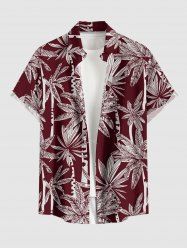 Coconut Tree Print Hawaii Button Pocket Shirt For Men -  