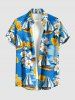 Ensemble de plage hawaïen assorti pour couples, imprimé fleurs et voiliers, grandes tailles - Bleu 