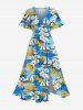 Ensemble de plage hawaïen assorti pour couples, imprimé fleurs et voiliers, grandes tailles - Bleu 