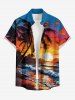 Coconut Tree Sea Waves Sun Print Plus Size Matching Hawaii Beach Outfit For Couples -  