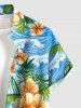Tenue de plage hawaïenne assortie grande taille à imprimé fleurs, feuilles et vagues pour couples - Bleu Ciel 