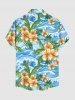 Tenue de plage hawaïenne assortie grande taille à imprimé fleurs, feuilles et vagues pour couples - Bleu Ciel 