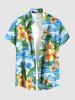 Tenue de plage hawaïenne assortie grande taille à imprimé fleurs, feuilles et vagues pour couples - Bleu Ciel 