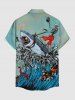Shark Skull Skeleton Sea Waves Print Matching Hawaii Beach Outfit For Couples -  