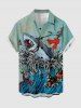 Shark Skull Skeleton Sea Waves Print Matching Hawaii Beach Outfit For Couples -  