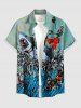 Shark Skull Skeleton Sea Waves Print Matching Hawaii Beach Outfit For Couples -  
