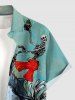 Shark Skull Skeleton Sea Waves Print Matching Hawaii Beach Outfit For Couples -  