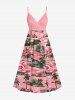 Tenue de plage hawaïenne assortie grande taille pour couples, imprimé cocotiers, hibiscus et vagues. - Rose clair 