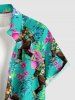 Chemise hawaïenne grande taille pour homme, à boutons et poches, ornée de fleurs d'hibiscus et de feuilles tropicales, avec motif gorille et hibiscus. Imprimé tropical. Motif feuilles, feuilles, gorille. Grande taille. Modèle homme. Boutons et poche. - Émeraude M