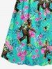 Plus Size Gorilla Hibiscus Flowers Tropical Leaf Print Surplice Hawaii Cami Dress -  