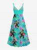Plus Size Gorilla Hibiscus Flowers Tropical Leaf Print Surplice Hawaii Cami Dress -  