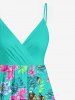 Plus Size Gorilla Hibiscus Flowers Tropical Leaf Print Surplice Hawaii Cami Dress -  