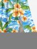 Plus Size Flowers Leaf Sea Waves Print Split Hawaii Midi Dress -  
