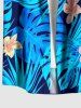 Chemise hawaïenne grande taille pour homme, à imprimé floral tropical et feuilles, boutons et poches. - Bleu 6XL