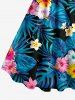 Robe débardeur hawaïenne à imprimé feuilles tropicales et fleurs d'hibiscus grande taille - Bleu 2X