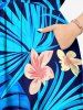 Tropical Flower Leaf Print Split Hawaii Midi Dress -  