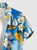 Plus Size Flowers Sailboat Sea Print Buttons Pocket Hawaii Shirt For Men -  
