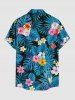Hibiscus Flowers Tropical Leaf Print Buttons Pocket Hawaii Shirt For Men -  