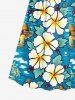 Plus Size Coconut Tree Hibiscus Flower Seascape Print Surplice Hawaii Cami Dress -  