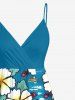 Plus Size Coconut Tree Hibiscus Flower Seascape Print Surplice Hawaii Cami Dress -  