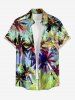 Chemise hawaïenne grande taille pour homme, à boutons et poches, imprimée de cocotiers colorés. - Vert 6XL