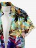 Chemise hawaïenne grande taille pour homme, à boutons et poches, imprimée de cocotiers colorés. - Vert 6XL