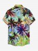 Chemise hawaïenne grande taille pour homme, à boutons et poches, imprimée de cocotiers colorés. - Vert 6XL