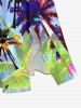 Plus Size Colorful Coconut Tree Print Split Hawaii Midi Dress -  
