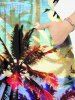 Plus Size Colorful Coconut Tree Print Split Hawaii Midi Dress -  