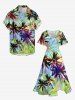 Plus Size Colorful Coconut Tree Print Split Hawaii Midi Dress -  