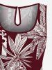 Combinaison hawaïenne à imprimé cocotier et poches à cordon de serrage, grande taille - Rouge Vineux 4X
