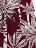 Combinaison hawaïenne à imprimé cocotier et poches à cordon de serrage, grande taille - Rouge Vineux 6X