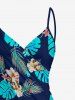 Paréo de plage convertible grande taille à imprimé floral tropical et hibiscus, style hawaïen - Bleu profond XS