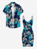 Paréo de plage convertible grande taille à imprimé floral tropical et hibiscus, style hawaïen - Bleu profond XS
