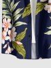 Plus Size Tropical Leaf Flower Print Hawaii Button Pocket Shirt For Men -  