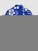 Leaf Hibiscus Flower Branch Print Hawaii Button Pocket Shirt For Men -  