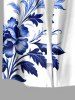 Chemise hawaïenne à imprimé floral, feuilles et branches, grande taille, avec poche boutonnée, pour hommes - Blanc M
