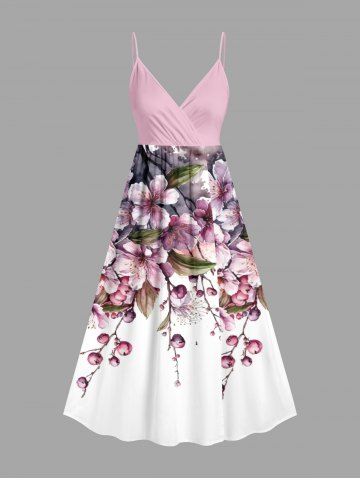 Robe hawaïenne à imprimé floral grande taille, cache-cœur - PINK - 6X