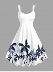 Coconut Tree Print Hawaii Tank Dress - Blanc S
