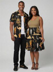 Pharaoh Mummy Pyramid Camel Bird Print Plus Size Matching Outfit For Couples -  