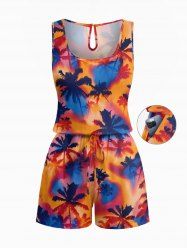 Combinaison hawaïenne grande taille à imprimé tie-dye et noix de coco, cintrée - Brun Légère 6X