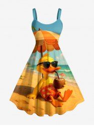 Duck Sea Beach Print Hawaii A Line Dress -  