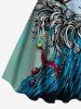 Shark Skull Skeleton Sea Waves Print Matching Hawaii Beach Outfit For Couples -  